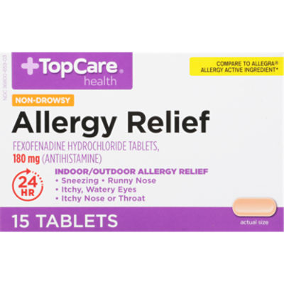 Top Care Allergy Relief Fexofenadine Hydrochloride 180mg Tablets, 15 count