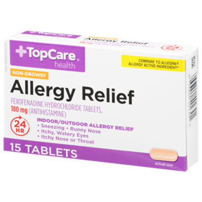 TopCare Allergy Relief Fexofenadine Hydrochloride 180mg Tablets, 15 count