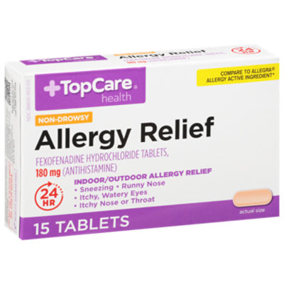 TopCare Allergy Relief Fexofenadine Hydrochloride 180mg Tablets, 15 count