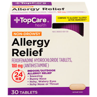 Top Care Allergy Relief Fexofenadine Hydrochloride 180mg Tablets, 30 count