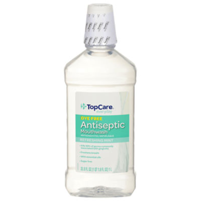 TopCare Refreshing Mint Antiseptic Mouthwash, Dye Free