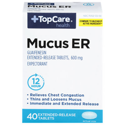 TopCare Guaifenesin Mucus Extended Release Tablets 600MG, 40 Each