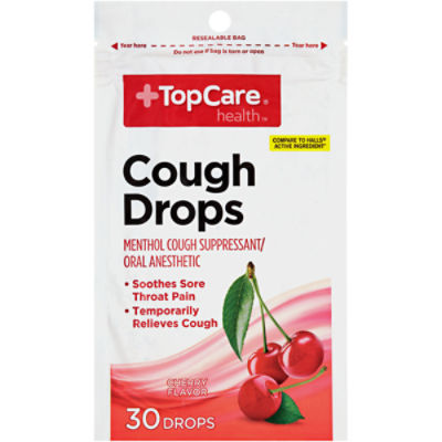 Top Care Cough Drops - Cherry Menthol, 30 each