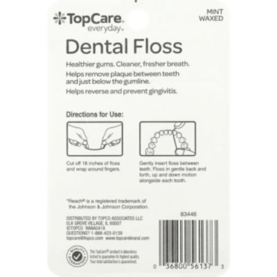 TopCare Waxed Dental Floss - Mint, 1 each