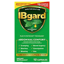 IBgard Gut Health Supplement, Peppermint Oil Capsules for Abdominal Comfort, 12 Capsules