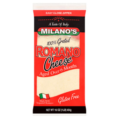 Milano's 100 Grated Romano Cheese, 16 oz Price Rite