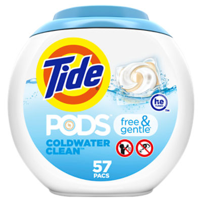 Tide PODS Free & Gentle Laundry Detergent Soap Pacs, 57 Count