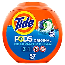 Tide PODS Liquid Laundry Detergent Pacs, Original, 57 count, 57 Each