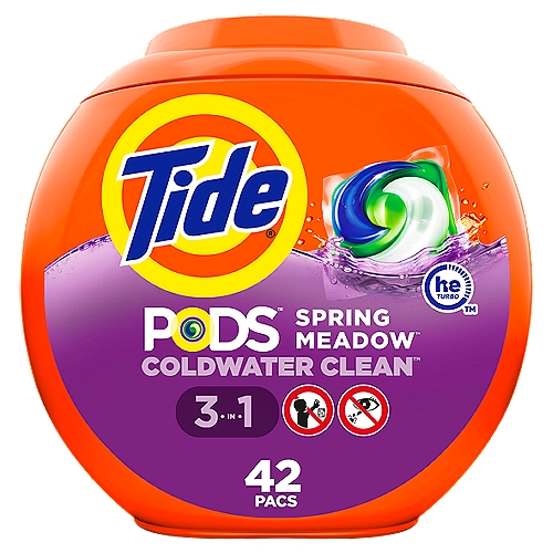 Tide Pods Spring Meadow 3-in-1 Detergent, 42 count, 36 oz
