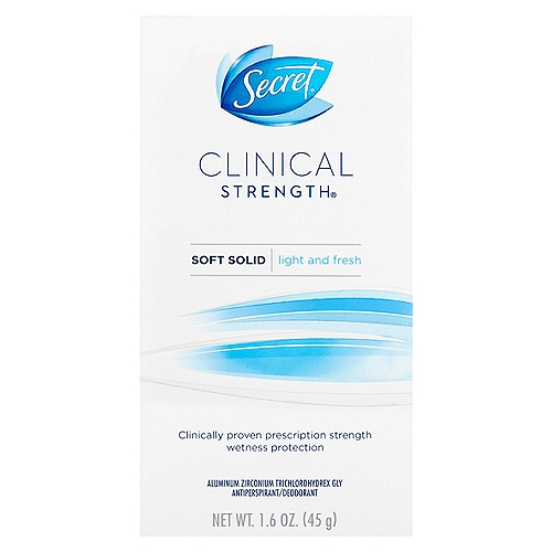 Soft solid, light and fresh. #1 Clinical Strength Antiperspirant. Keep stress sweat in check with 4X the stress sweat protection (Vs. the protection required of an ordinary antiperspirant).