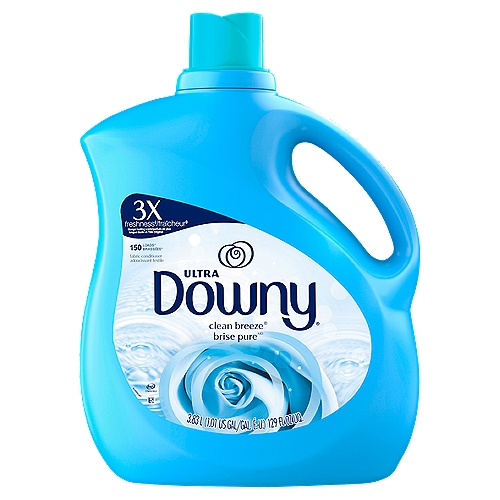 Downy Ultra Clean Breeze Fabric Conditioner, 150 loads, 129 fl oz liq
Downy Clean Breeze Fabric Conditioner softens, freshens, and protects your clothes from stretching, fading, and fuzz—leaving them with a clean, long-lasting fresh scent you'll want to keep sniffing. This conditioning fabric softener fights static and reduces more wrinkles than using detergent alone in the wash. Easy to use and compatible with top- and front-loading machines, Downy is the must-have addition to laundry day—so your clothes can always look and feel their best.