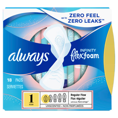 Always Pure Cotton Feminine Pads With Wings, Size 1, Regular Absorbency, 28  CT