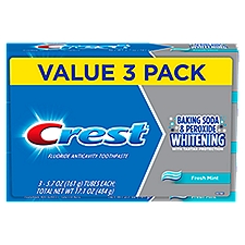 Crest Baking Soda & Peroxide Whitening Fresh Mint Toothpaste Value Pack, 5.7 oz, 3 counts, 17.1 Ounce
