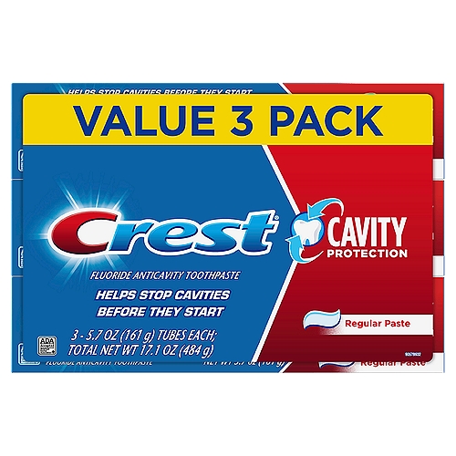 Crest Regular Paste Fluoride Anticavity Toothpaste Value Pack, 5.7 oz, 3 count