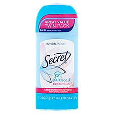 Secret Invisible Solid Powder Fresh Antiperspirant/Deodorant Great Value Twin Pack, 2.6 oz, 2 count