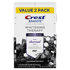 Crest 3D White Whitening Therapy Charcoal Invigorating Mint Toothpaste Value Pack, 4.1 oz, 2 count
