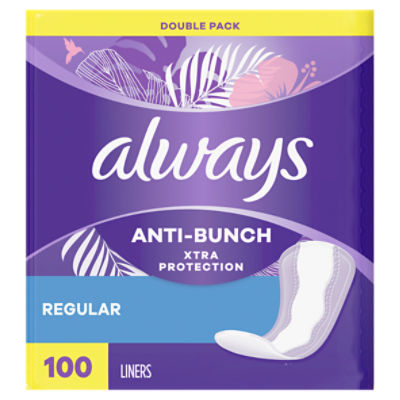 Always Anti-Bunch Xtra Protection Daily Liners Regular Unscented, Anti Bunch Helps You Feel Comfortable, 100 Count
