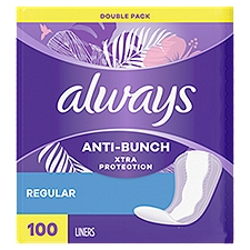 always Anti-Bunch Xtra Protection Regular Liners Double Pack, 100 count