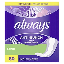 always Anti-Bunch Xtra Protection Long Liners Double Pack, 80 count