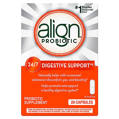 Good bacteria are essential for many bodily functions, including healthy digestion. However, common issues such as diet, travel and stress can disrupt the natural balance of bacteria in your digestive system. Align is a daily probiotic supplement that fortifies your gut with good bacteria to help you maintain digestive balance.* Align contains the probiotic strain Bifidobacterium 35624 and is the #1 doctor and gastroenterologist recommended probiotic brand.‡ *THESE STATEMENTS HAVE NOT BEEN EVALUATED BY THE FOOD AND DRUG ADMINISTRATION. THIS PRODUCT IS NOT INTENDED TO DIAGNOSE, TREAT, CURE, OR PREVENT ANY DISEASE.‡Among Doctors who recommended a brand of probiotic in a ProVoice 2019 survey. ‡Among Gastroenterologists who recommended a brand of probiotic in a ProVoice 2008-2019 survey.