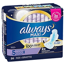 Always Size 5 Unscented Maxi Extra Heavy Overnight Pads, 20 Each