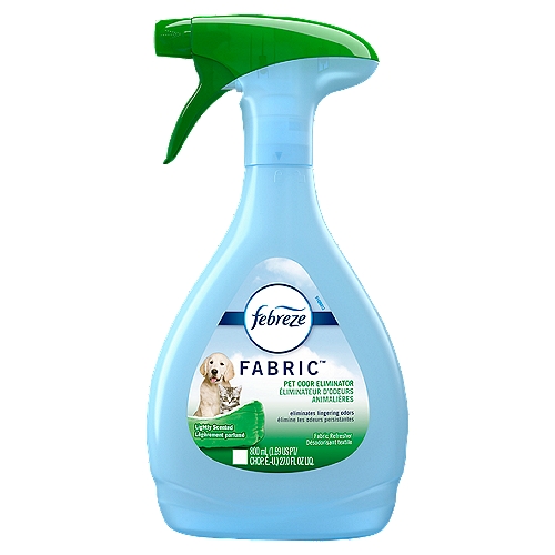Febreze Fabric Lightly Scented Pet Odor Eliminator Fabric Refresher, 27.0 fl oz
Febreze FABRIC doesn't just mask odors, it cleans away odors from fabrics that you wish you could wash with OdorClear Technology, leaving your fabrics with a light, fresh scent. The fine mist works deep in fabrics, cleaning them of common odors such as pet smells, smoke, and body odors, helping to freshen the entire room. Perfect to use weekly on soft surfaces including furniture upholstery and rugs/carpets or simply to give your clothing a needed refresh. Add to your regular cleaning routine for whole-home freshness. With Febreze FABRIC, uplifting freshness is simply a spray away.