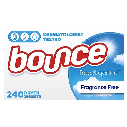Bounce Free & Gentle Fragrance Free Dryer Sheets, 240 count