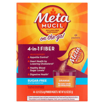 Meta Mucil Orange Fiber Powder Psyllium Fiber Supplement, 0.21 oz, 44 count