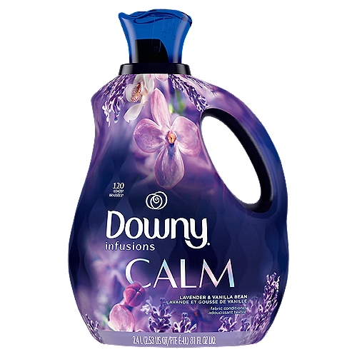 Downy Infusions Calm Lavender & Vanilla Bean Fabric Conditioner, 120 loads, 81 fl oz liq
The soothing scents of lavender and vanilla bean flutter to life in Downy Infusions Calm Fabric Softener, for clothes that smell as comforting as they feel. Use this scented fabric enhancer in your laundry for a tranquil, calm scent in your fabrics. Safe for all washing machines, including HE, simply add a capful to your machine's softener dispenser for softer, scented laundry. For even more mood-enhancing aromas, try Downy Infusions Calm In-Wash Scent Booster Beads and Fabric Softener Dryer Sheets.