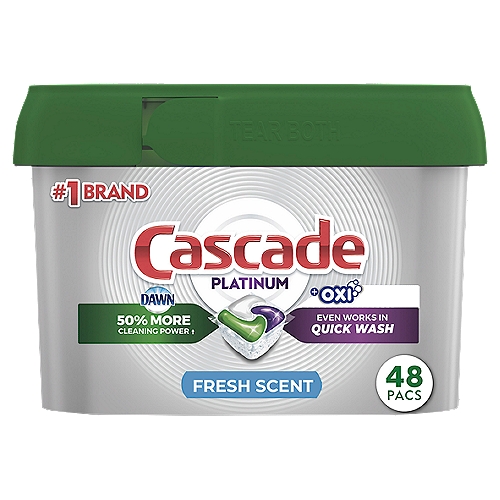 Cascade Platinum + Oxi Fresh Scent Dishwasher Detergent, 48 count, 26.7 oz