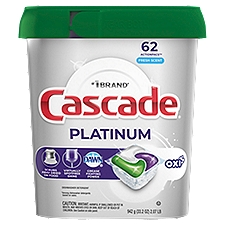 Cascade Platinum Oxi Fresh Scent Dishwasher Detergent, 62 count, 33.2 oz