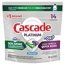 Cascade Platinum Dishwasher Detergent, + Oxi Fresh Scent ActionPacs, 14 Each