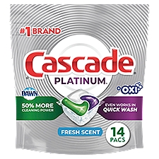 Cascade Platinum Fresh Scent + Oxi Dishwasher Detergent, 14 count, 7.8 oz