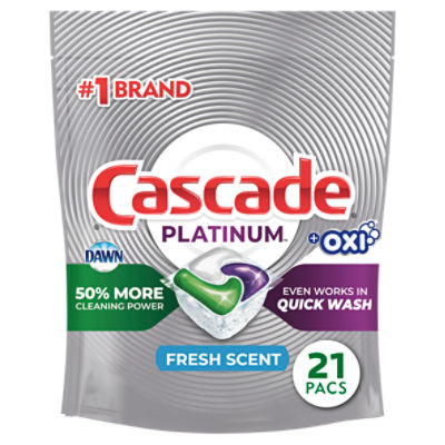 Cascade Platinum Oxi Fresh Scent Dishwasher Detergent, 21 count, 11.2 oz