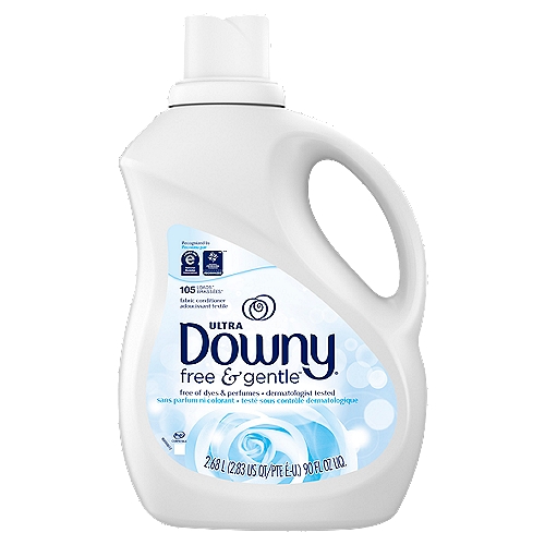 Ultra Downy free&gentle 90 oz
No dyes, no perfumes, no worries: Downy Fabric Conditioner is hypoallergenic and dermatologist-tested—perfect for those with sensitive skin. Made with the same Downy conditioning protection you know and love, Downy Free & Gentle helps prevent clothes from stretching, fading, and fuzz. So you can enjoy a gentler, scentless softness for all your fabrics.

105 Loads*
*Medium loads

7 Benefits
Free of dyes
Protects colors
Softens
Fights stretch
Wrinkle reduction
Anti-static
Anti-fuzz