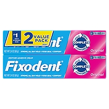Fixodent Original Denture Adhesive Cream Value Pack, 2.4 oz, 2 count, 2 Each