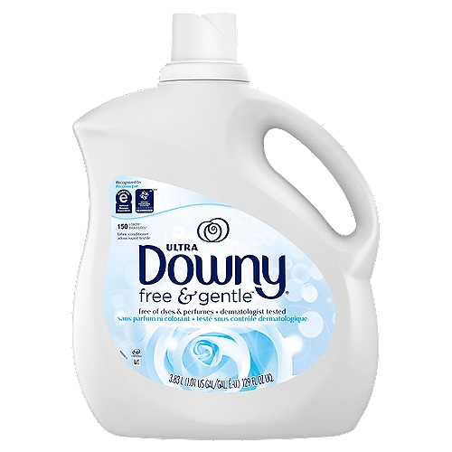 ULTRA Downy Free & Gentle Fabric Conditioner, 150 loads, 129 fl oz liq
No dyes, no perfumes, no worries: Downy Fabric Conditioner is hypoallergenic and dermatologist-tested—perfect for those with sensitive skin. Made with the same Downy conditioning protection you know and love, Downy Free & Gentle helps prevent clothes from stretching, fading, and fuzz. So you can enjoy a gentler, scentless softness for all your fabrics.