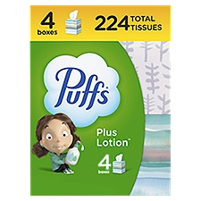 Puffs Plus Lotion Facial Tissues, 56 count, 4 pack, 224 Each