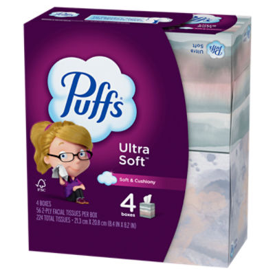 Puffs Ultra Soft Facial Tissues, 56 count, 4 pack