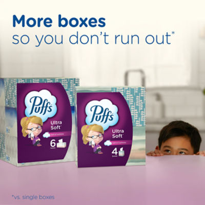 Puffs Ultra Soft Facial Tissues, 56 count, 4 pack