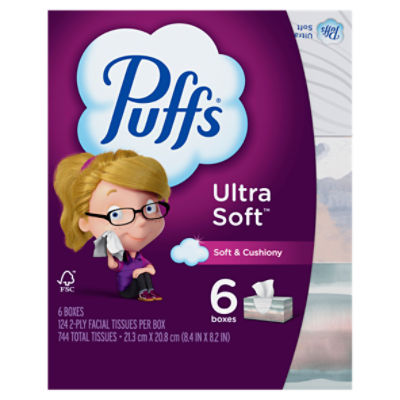 Puffs Ultra Soft Facial Tissues, 124 count, 6 pack ShopRite