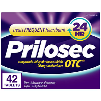 Prilosec OTC, Omeprazole Delayed Release 20mg, Acid Reducer, Treats Frequent Heartburn for 24 Hour Relief, All Day, All Night*, 20mg, 42 Tablets