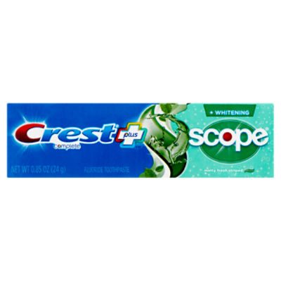 Crest Plus Complete Scope Minty Fresh Striped + Whitening Scope Fluoride Toothpaste, 0.85 oz, 0.85 Ounce