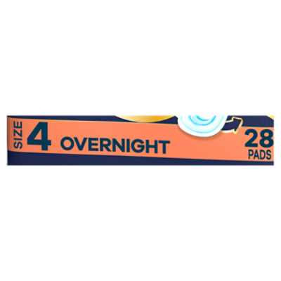 Always Maxi Pads Size 4 Overnight Absorbency Unscented with Wings, 28 Count  - Fairway
