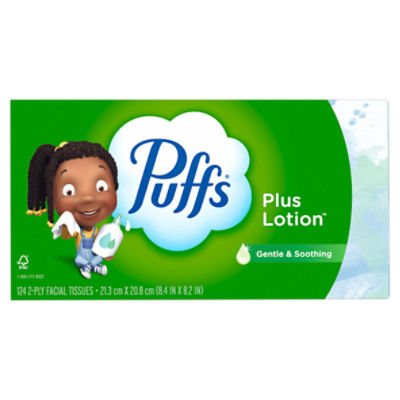 Puffs Plus Lotion White Facial Tissue, 124 count