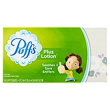 Puffs Plus Lotion Lotion White, Facial Tissue, 124 Each