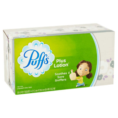 Puffs Facial Tissue, Plus Lotion, White, 2-Ply