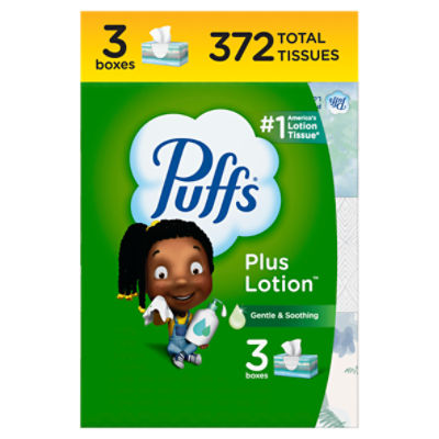 Puffs Plus Lotion Facial Tissues, 124 count, 3 pack