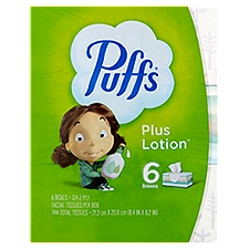 Puffs Plus Lotion Facial Tissues, 124 count, 6 pack, 6 Each