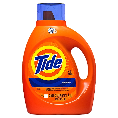 America's #1 detergent*, now even better. This Tide liquid laundry detergent has an improved formula engineered to attack tough body soils. Tide's HE Turbo Clean detergents feature Smart Suds™ technology. The quick-collapsing suds clean faster and rinse out quicker, even in cold cycles. Tide HE laundry detergent keeps your whites white and your colors colorful with a refreshing scent, wash after wash. Available in Original and Clean Breeze scents. The Tide clean you love is also available in Tide PODS laundry pacs.* Tide, based on sales, Nielsen laundry detergent category